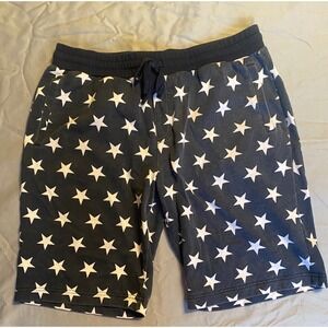 Hollywood The Jean People Sweat Shorts Mens L Navy Blue  Star Print